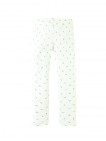 Zoya Ribbed Leggings In Off-White With All-Over Floral Prints