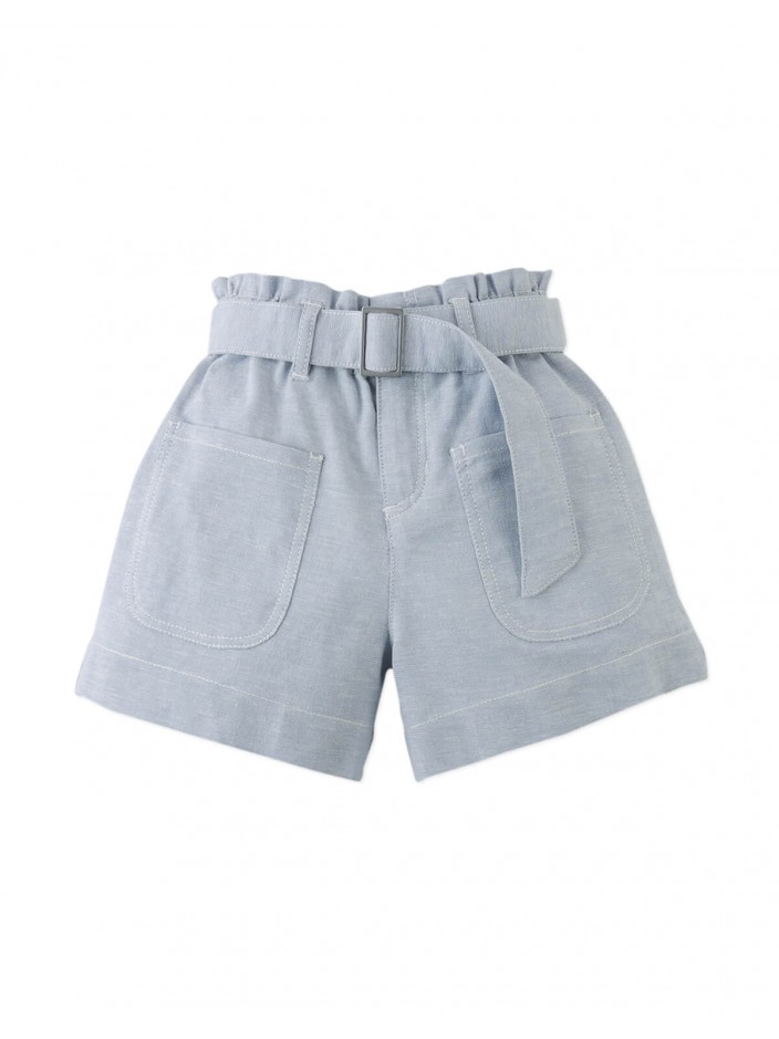 Amara Linen-like Cotton Shorts with Big Pockets & Belt