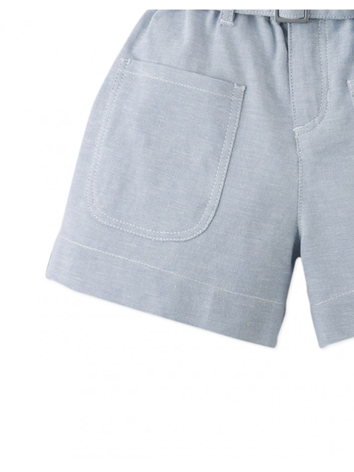 Amara Linen-like Cotton Shorts with Big Pockets & Belt