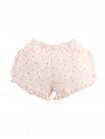 Dina Pointelle Shorts In Peach with All-Over Bird Print and Ruffles