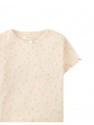 Anya Pointelle Tee With All-Over Floral Print and Satin Bow in Peach