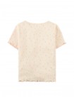 Anya Pointelle Tee With All-Over Floral Print and Satin Bow in Peach