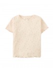 Anya Pointelle Tee With All-Over Floral Print and Satin Bow in Peach