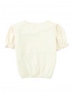 Nina Puff Sleeves Tee With Picot Edge Details In Off White