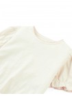 Nina Puff Sleeves Tee With Picot Edge Details In Off White