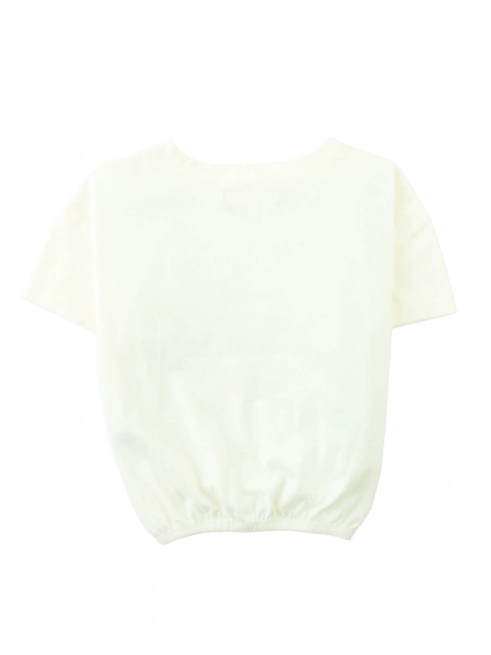 Anika Graphic Tee with Elastic Hem and Floral Bee Print