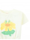Anika Graphic Tee with Elastic Hem and Floral Bee Print