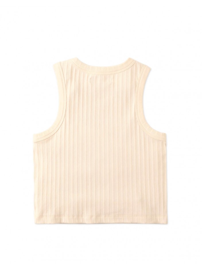 Lada Clean Ribbed Tank Top In Peach