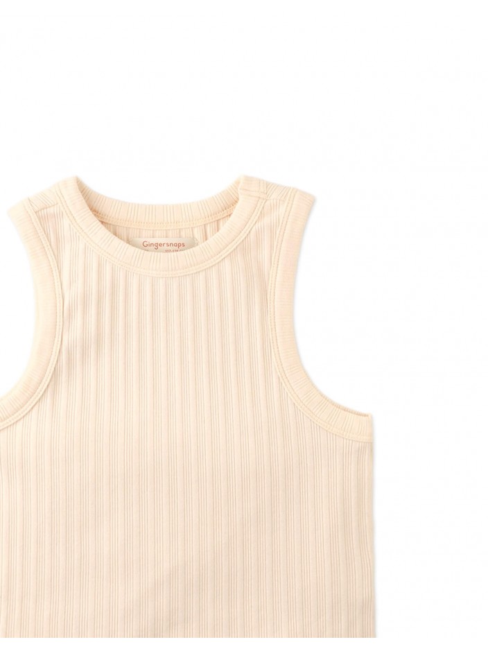 Lada Clean Ribbed Tank Top In Peach