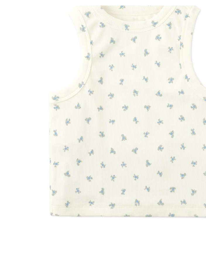 Lada Ribbed Tank Top With All-Over Floral Print