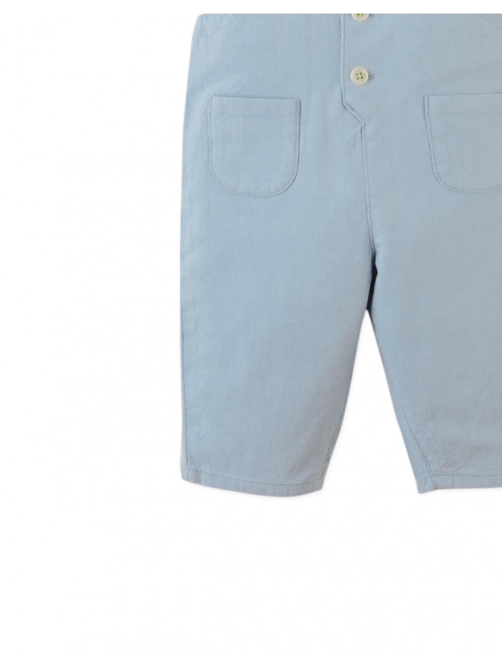 Baby Philip Linen Dungarees with Cotton Tape Straps