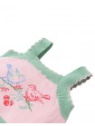 Baby Rosé Combed Cotton Knit Top with Cross-Stitch Embroidery