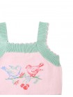 Baby Rosé Combed Cotton Knit Top with Cross-Stitch Embroidery