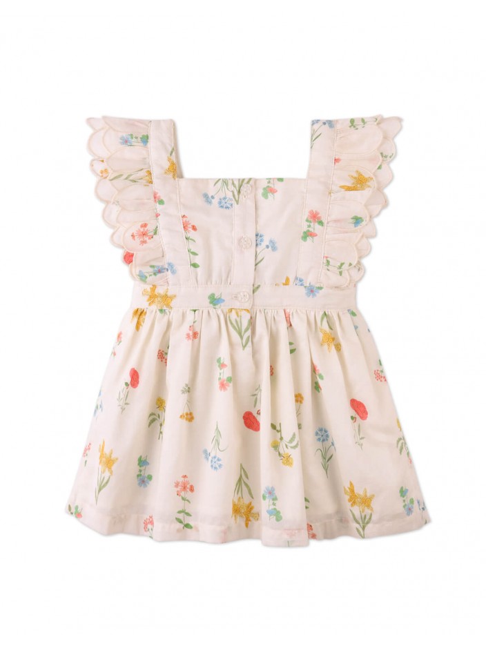 Baby Chisa Dress with Embroidered Petal Ruffle Sleeves