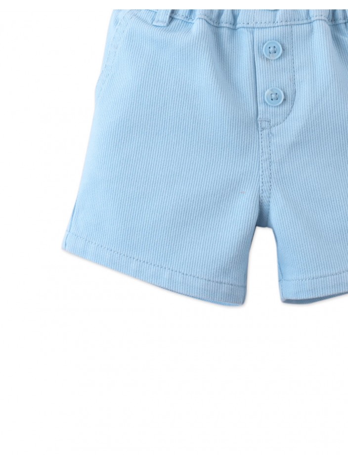 Baby Dewey Garterized Shorts with Open Seam Accent Thread