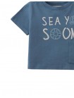 Baby Andre Graphic Tee with "Sea Ya Soon" Print and Side Patch Pocket