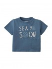 Baby Andre Graphic Tee with "Sea Ya Soon" Print and Side Patch Pocket