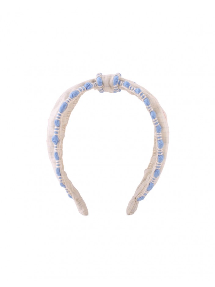 Delta Headband With Center Knot & Embroidery