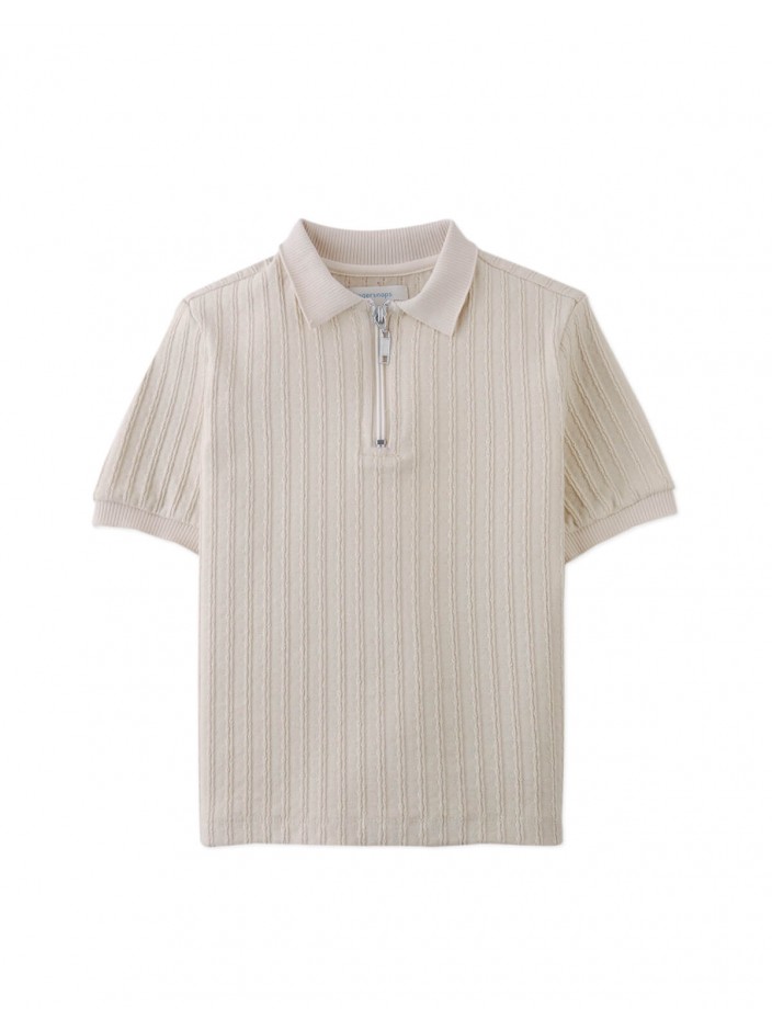Diether Zipped Up Cable Jersey Polo Shirt