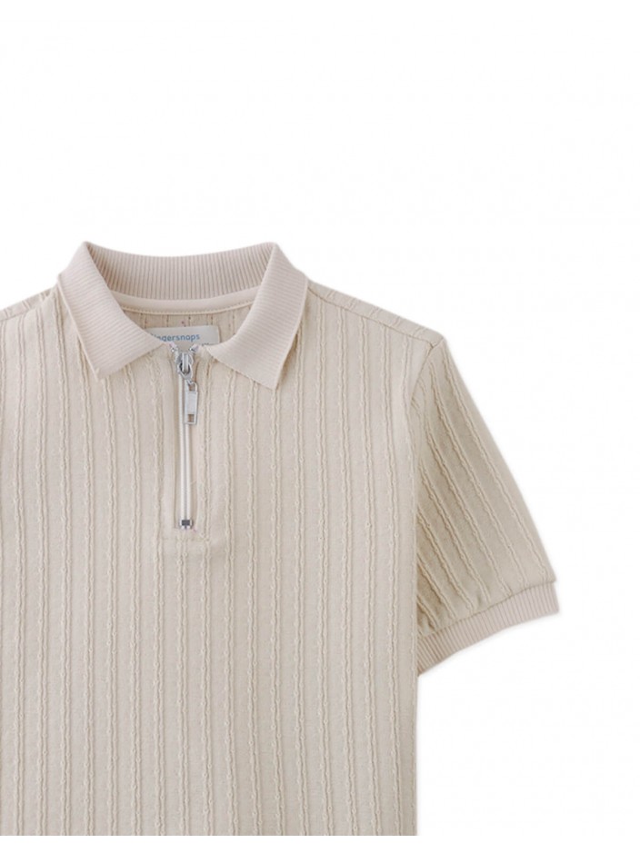 Diether Zipped Up Cable Jersey Polo Shirt