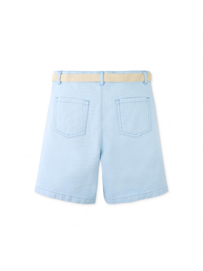 Sam Regular Fit Bedford Cord Shorts with Braided Cotton Belt