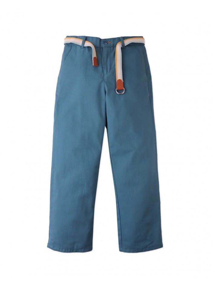 Edward Straight Cut Pants with Striped Canvas Belt