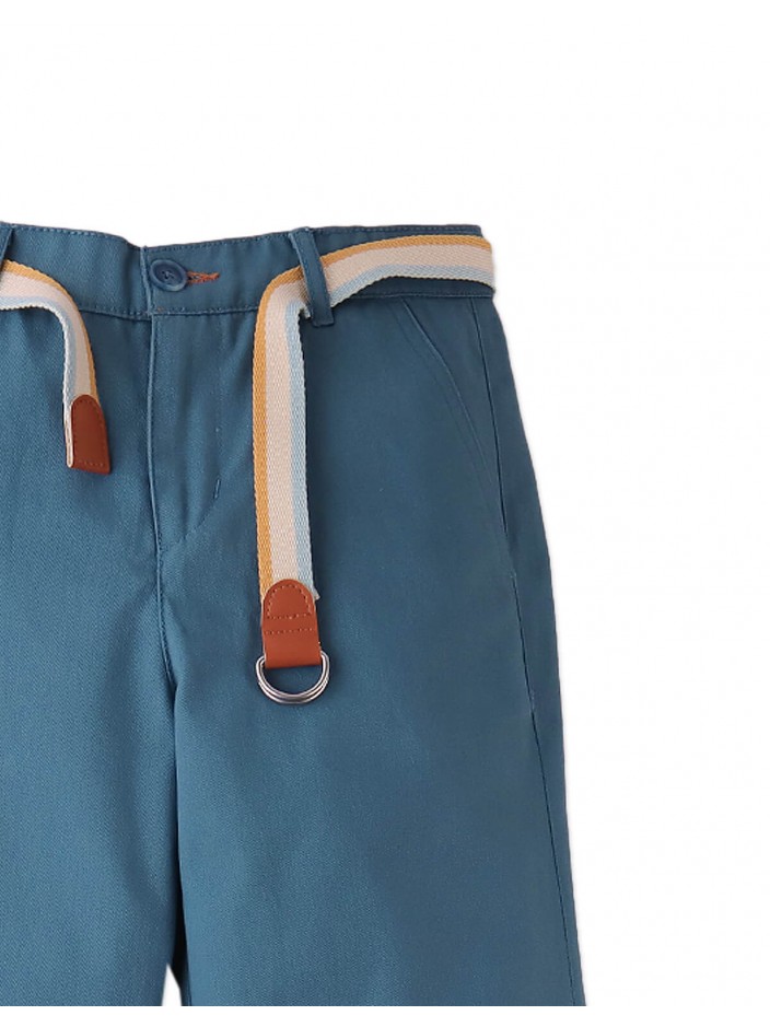 Edward Straight Cut Pants with Striped Canvas Belt