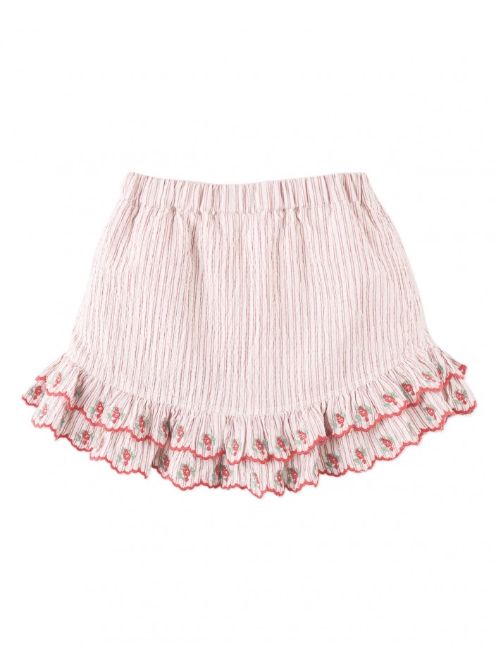 Remi Ruffled Hem Skorts with Botanical Embroidery