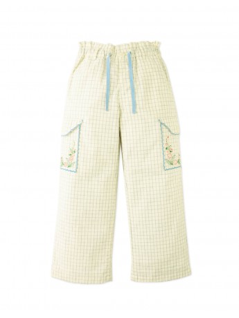 Ariana Cargo Pants with Embroidered Pockets & Paper-bag Waist