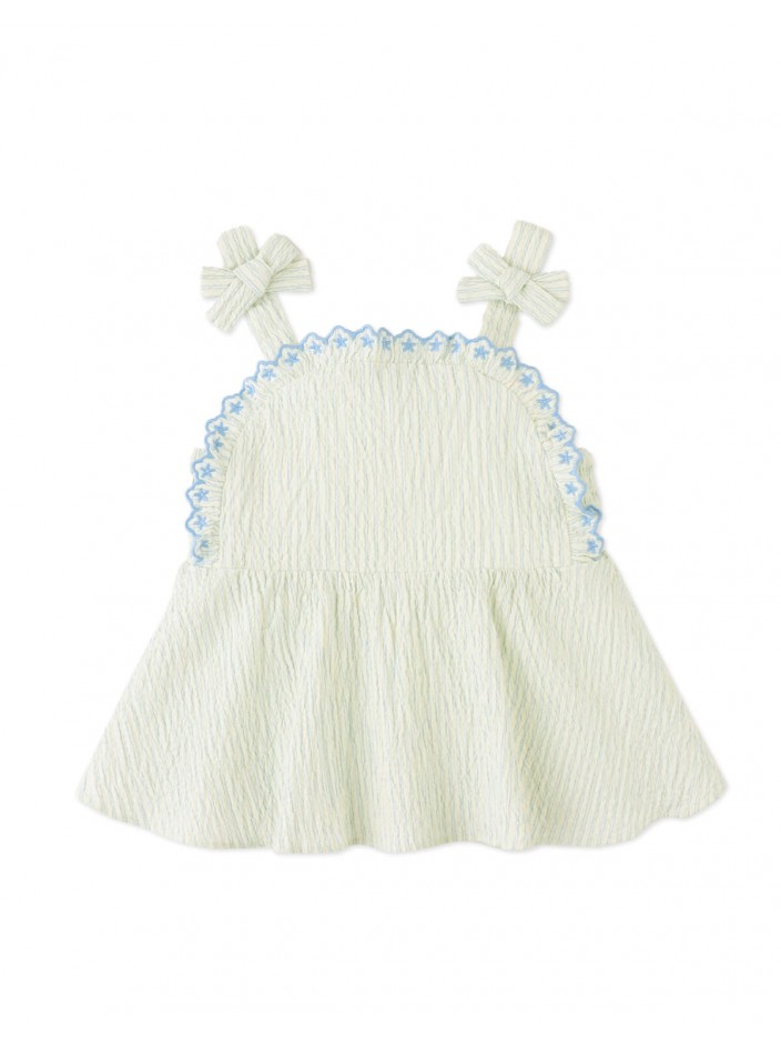Isabel Ruffled Striped Apron Top with Tie Straps & Ruffled Shorts