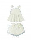 Isabel Ruffled Striped Apron Top with Tie Straps & Ruffled Shorts