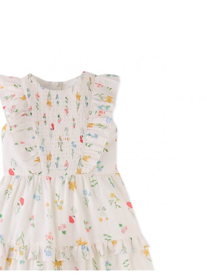 Chisa Tiered Smocked Maxi Dress with Ruffle Sleeves