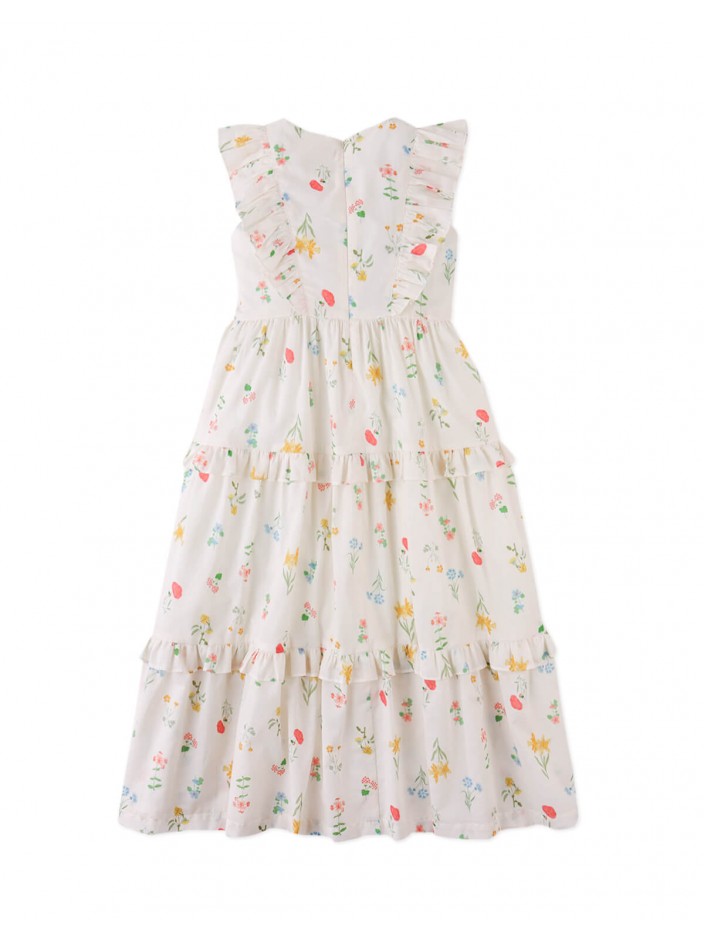 Chisa Tiered Smocked Maxi Dress with Ruffle Sleeves