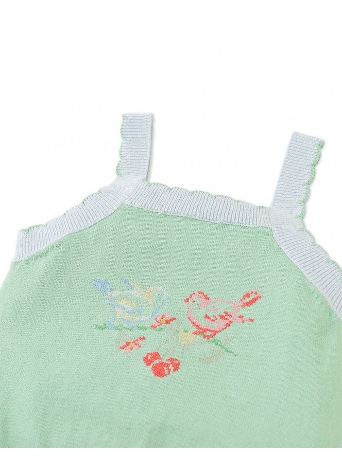 Gabriella Top with Cross-Stitch Embroidery & Scalloped Edges