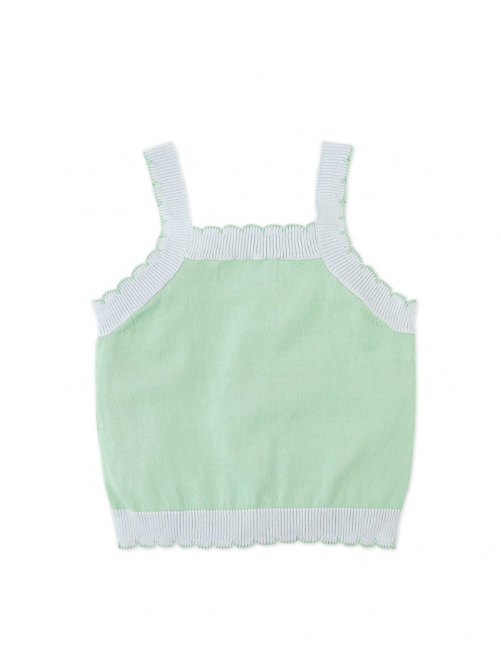 Gabriella Top with Cross-Stitch Embroidery & Scalloped Edges