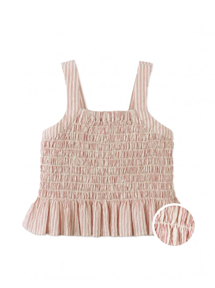 Josephine Striped Peplum Top with Flower Appliqué