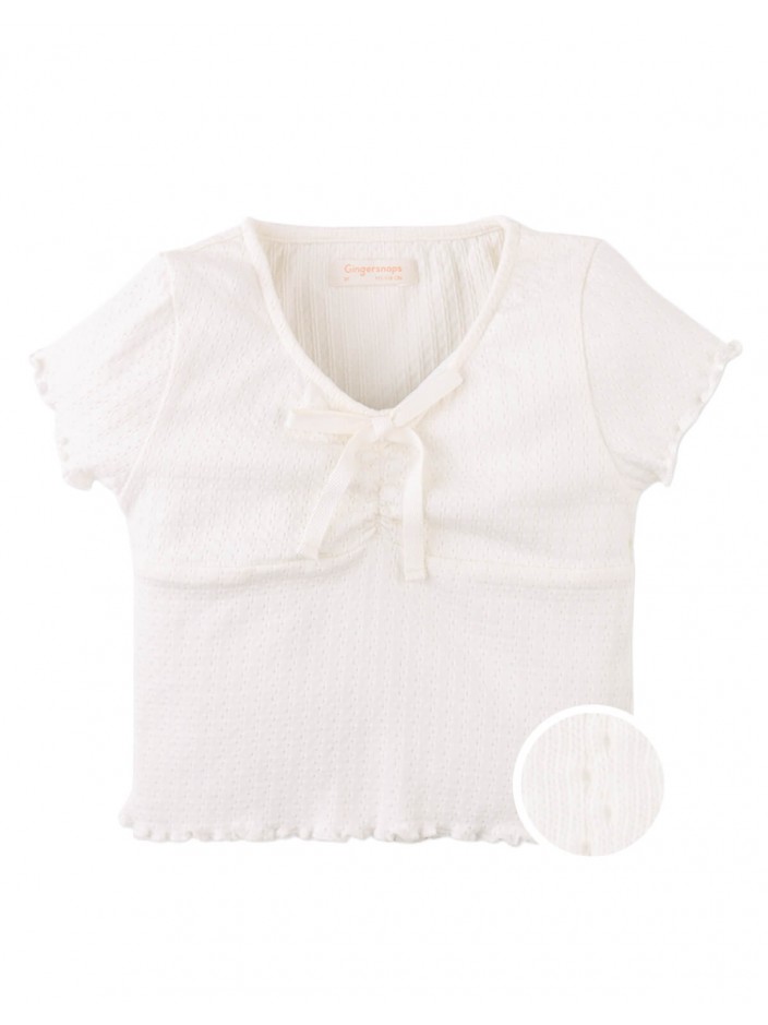 Gardenia Textured Top with Front Ties