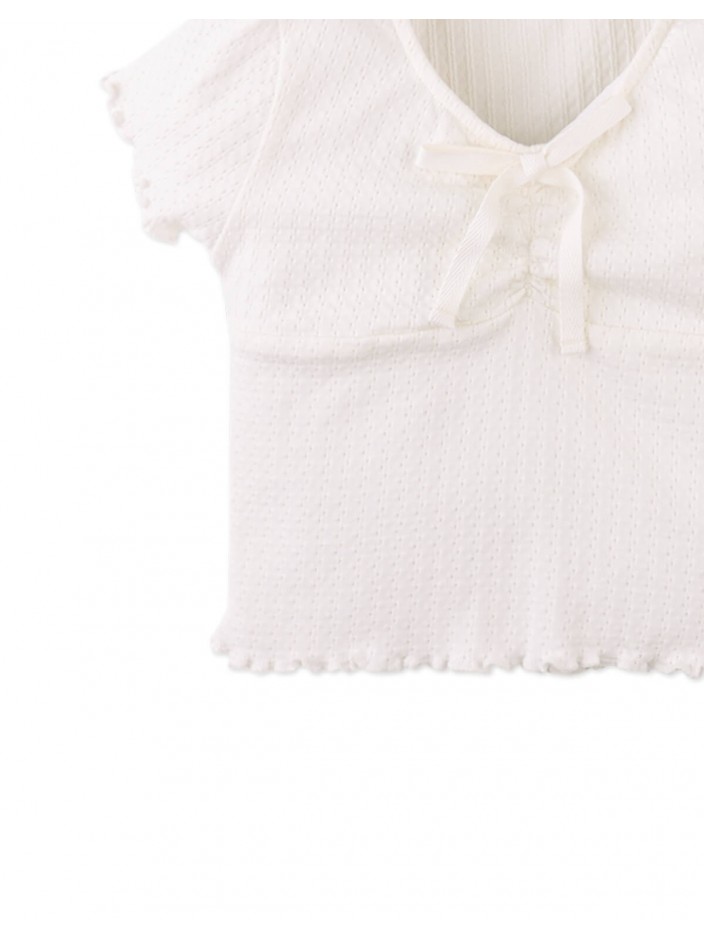Gardenia Textured Top with Front Ties
