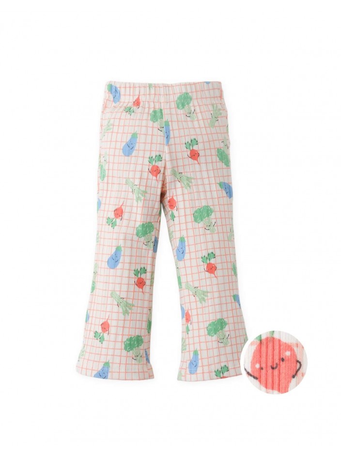 Baby Raisa Ribbed Bootcut Leggings with All-Over Veggie Prints
