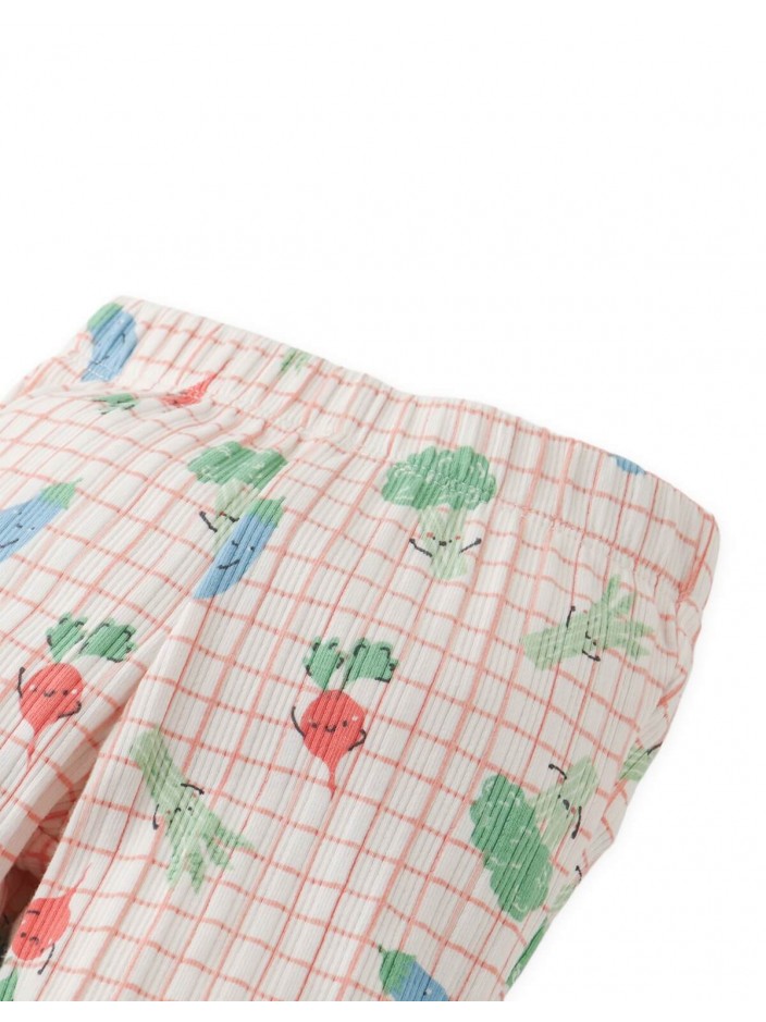 Baby Raisa Ribbed Bootcut Leggings with All-Over Veggie Prints