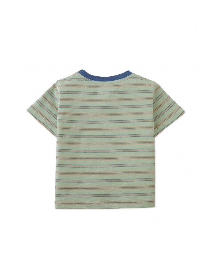 Baby Mario Fine Stripe Pocket Tee in Green