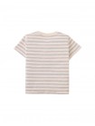 Baby Mario Fine Stripe Pocket Tee in Beige