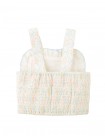 Martina Trellis Print Smocked Top with Wide Straps & Ruffles