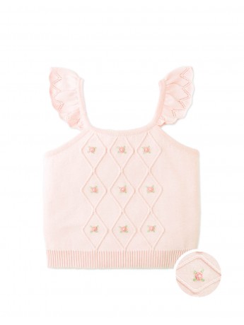 Georgina Knitted Blouse with Bullion Flower Embroidery