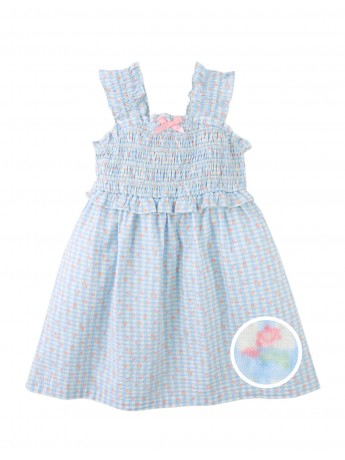 Powder Dress with Shirred Straps & Ruffles