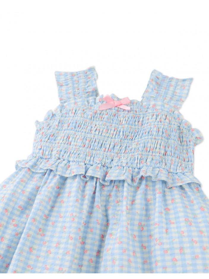 Powder Dress with Shirred Straps & Ruffles