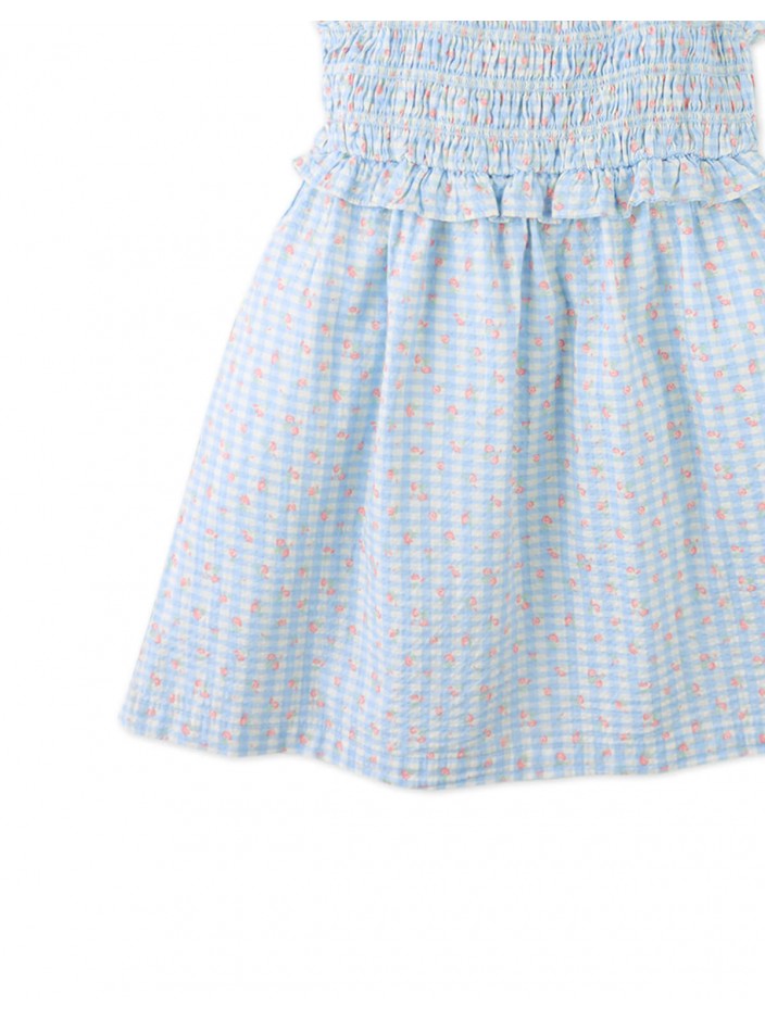 Powder Dress with Shirred Straps & Ruffles
