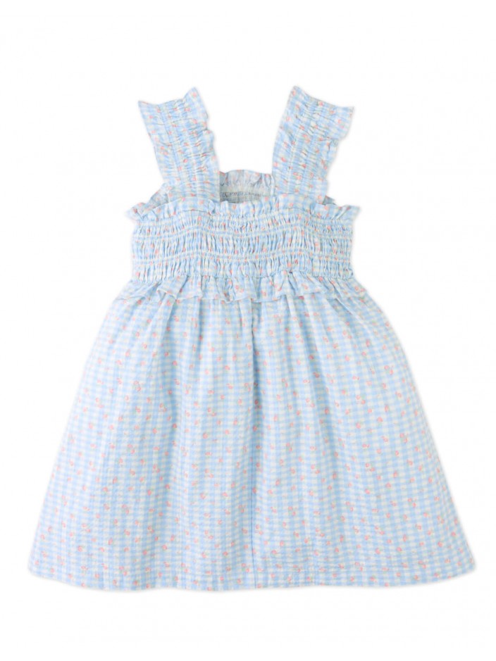 Powder Dress with Shirred Straps & Ruffles