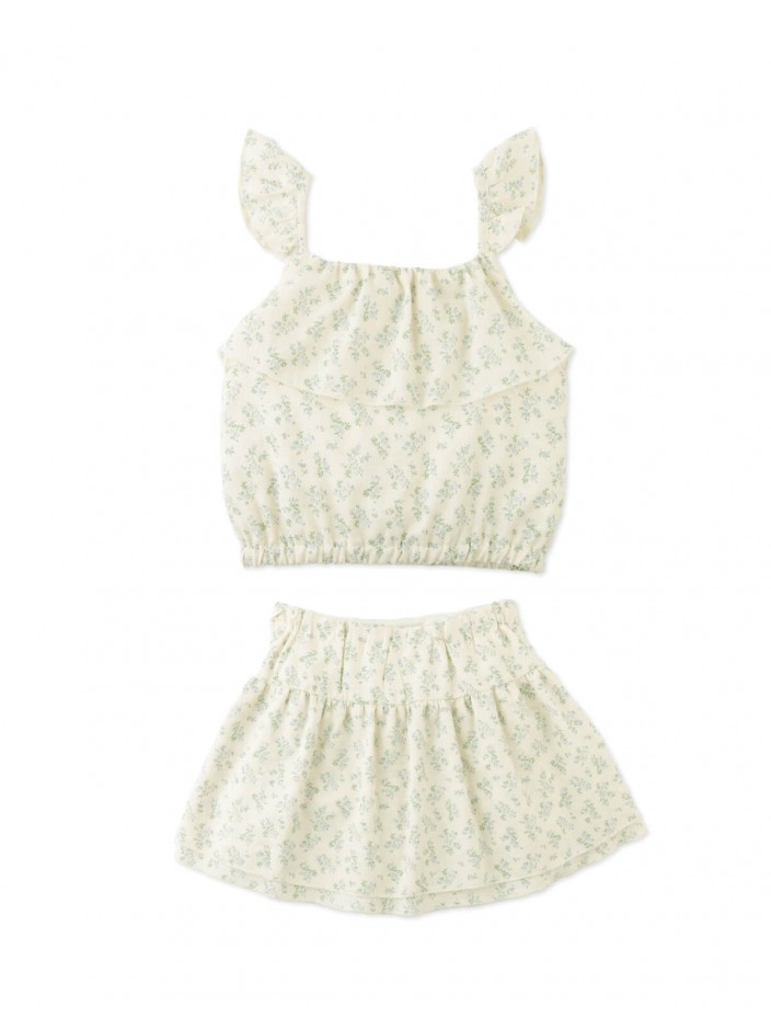 Ambessa Strappy Ruffled Top & Tiered Skirt Set