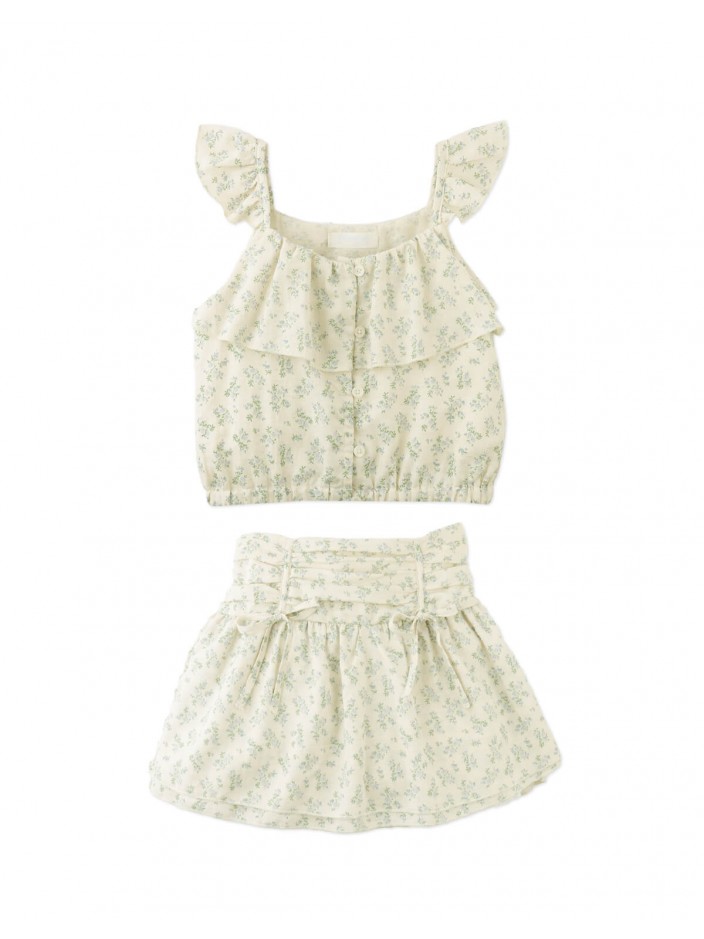 Ambessa Strappy Ruffled Top & Tiered Skirt Set